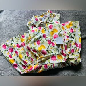 Vibrant Fruit Print Collared Dress